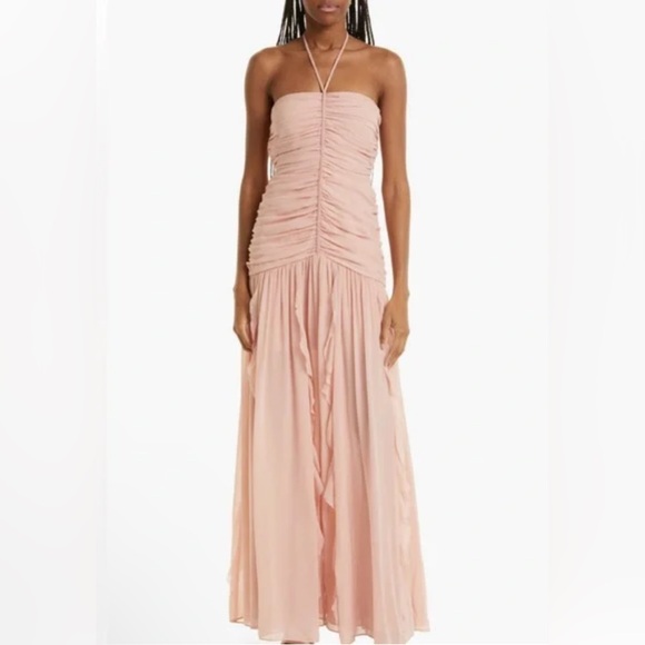 Veronica Beard Dresses & Skirts - New! Veronica Beard Lucine ruched silk-crepon halterneck maxi dress Sz 6 $958